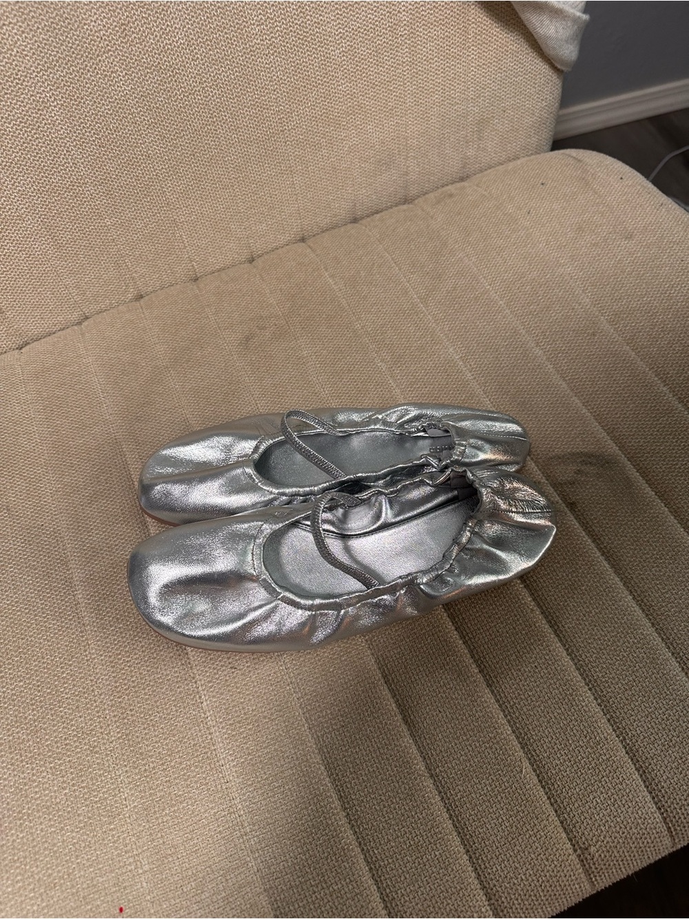 Reformation silver ballet flats